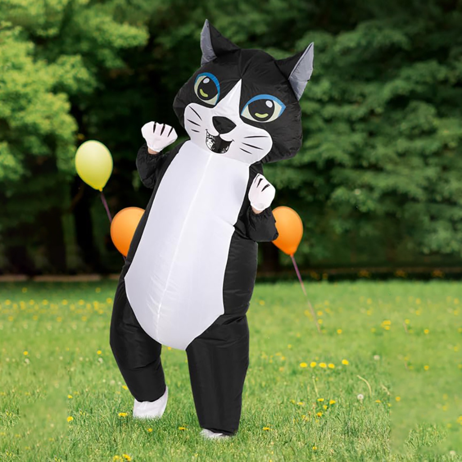大人用インフレータブル猫コスチューム、黒白の面白い猫の着ぐる - Cat Claw Bark のレビューと価格