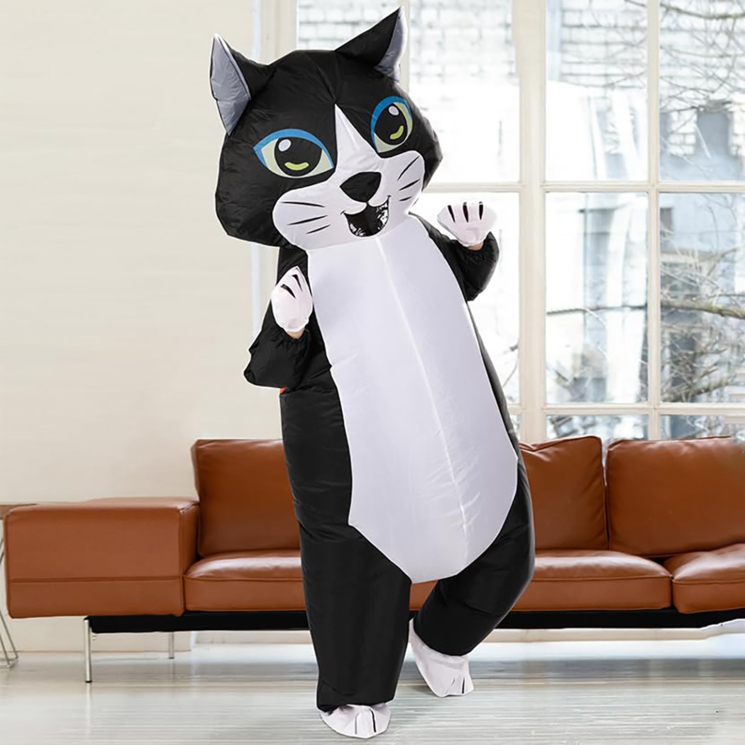 大人用インフレータブル猫コスチューム、黒白の面白い猫の着ぐる - Cat Claw Bark のレビューと価格